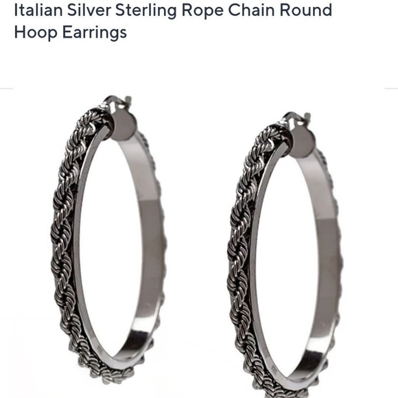 QVC Silver Silver Italian Rope Chain Hoop Earrings - Picture 4 of 4